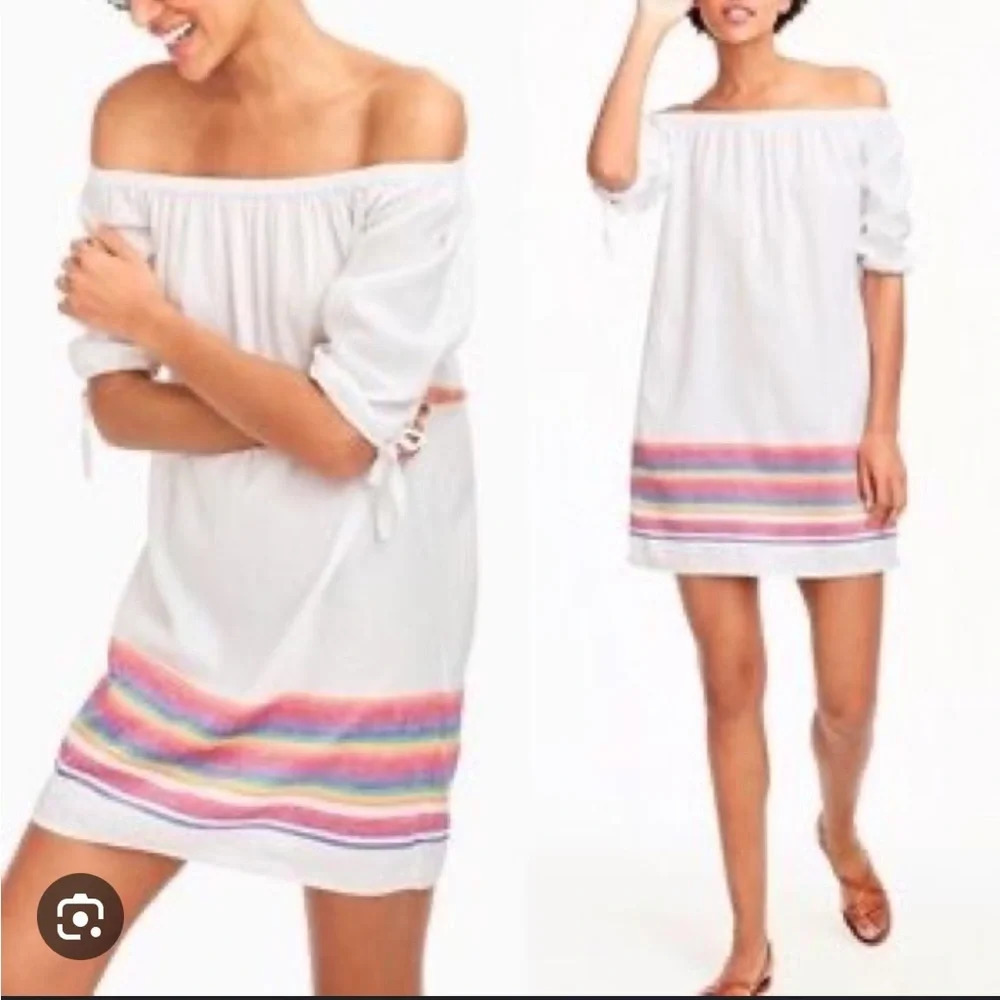 J CREW LINEN OFF SHOULDER DRESS